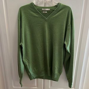 Peter Millar V Neck Green Sweater Size Large